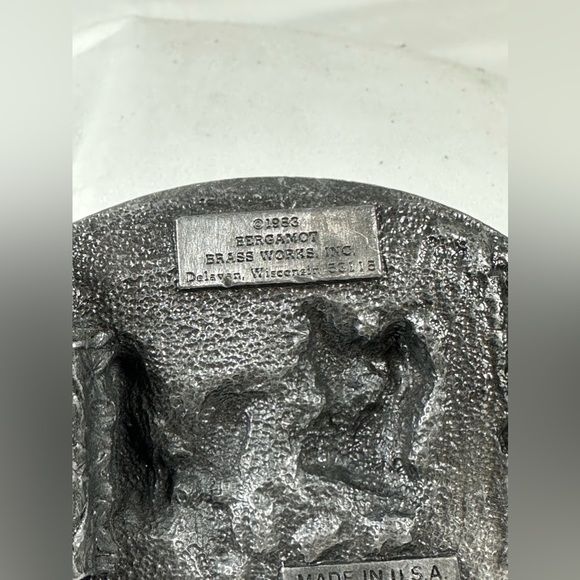 Vintage Bergamot Brass Works 1983 SALOON cowboys belt buckle and brown belt 34 - Picture 11 of 14